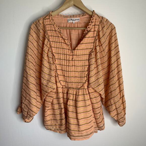 Apiece Apart Cala Bib Blouse Top Blouse Orange Womens Size 2 XS - Picture 3 of 16